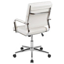 McEntyre Ergonomic Swivel Office Chair Panel Style Mid-Back Faux Leather Computer Desk Chair with Padded Chrome Arms & Base