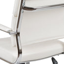 McEntyre Ergonomic Swivel Office Chair Panel Style Mid-Back Faux Leather Computer Desk Chair with Padded Chrome Arms & Base