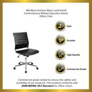 Corrina Ergonomic Swivel Office Chair Ribbed Faux Leather Back and Seat Mid-Back Armless Computer Desk Chair with Chrome Base