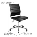 Corrina Ergonomic Swivel Office Chair Ribbed Faux Leather Back and Seat Mid-Back Armless Computer Desk Chair with Chrome Base