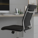 Corrina Ergonomic Swivel Office Chair Ribbed Faux Leather Back and Seat Mid-Back Armless Computer Desk Chair with Chrome Base