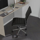 Corrina Ergonomic Swivel Office Chair Ribbed Faux Leather Back and Seat Mid-Back Armless Computer Desk Chair with Chrome Base