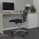 Corrina Ergonomic Swivel Office Chair Ribbed Faux Leather Back and Seat Mid-Back Armless Computer Desk Chair with Chrome Base