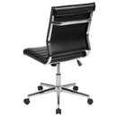 Corrina Ergonomic Swivel Office Chair Ribbed Faux Leather Back and Seat Mid-Back Armless Computer Desk Chair with Chrome Base