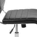Corrina Ergonomic Swivel Office Chair Ribbed Faux Leather Back and Seat Mid-Back Armless Computer Desk Chair with Chrome Base