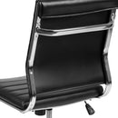 Corrina Ergonomic Swivel Office Chair Ribbed Faux Leather Back and Seat Mid-Back Armless Computer Desk Chair with Chrome Base