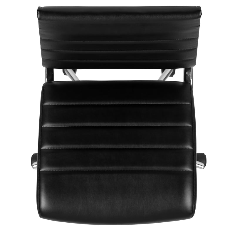 Corrina Ergonomic Swivel Office Chair Ribbed Faux Leather Back and Seat Mid-Back Armless Computer Desk Chair with Chrome Base