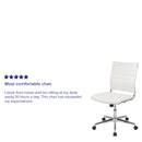 Corrina Ergonomic Swivel Office Chair Ribbed Faux Leather Back and Seat Mid-Back Armless Computer Desk Chair with Chrome Base