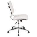 Corrina Ergonomic Swivel Office Chair Ribbed Faux Leather Back and Seat Mid-Back Armless Computer Desk Chair with Chrome Base