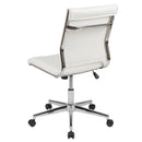 Corrina Ergonomic Swivel Office Chair Ribbed Faux Leather Back and Seat Mid-Back Armless Computer Desk Chair with Chrome Base