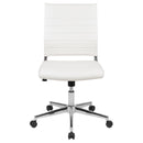 Corrina Ergonomic Swivel Office Chair Ribbed Faux Leather Back and Seat Mid-Back Armless Computer Desk Chair with Chrome Base