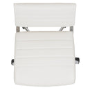 Corrina Ergonomic Swivel Office Chair Ribbed Faux Leather Back and Seat Mid-Back Armless Computer Desk Chair with Chrome Base