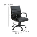 Milano Mid-Back Office Chair with Padded Black Arms