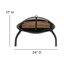 Ewan Fire Pit 22.5" Iron Folding Wood Burning Outdoor Fire Pit For Patio, Backyard, Camping, Picnics With Spark Screen And Poker