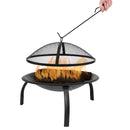 Ewan Fire Pit 22.5" Iron Folding Wood Burning Outdoor Fire Pit For Patio, Backyard, Camping, Picnics With Spark Screen And Poker