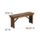 Tinsley 40" x 12" Solid Pine Folding Farmhouse Style Bench