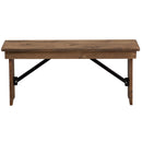 Tinsley 40" x 12" Solid Pine Folding Farmhouse Style Bench
