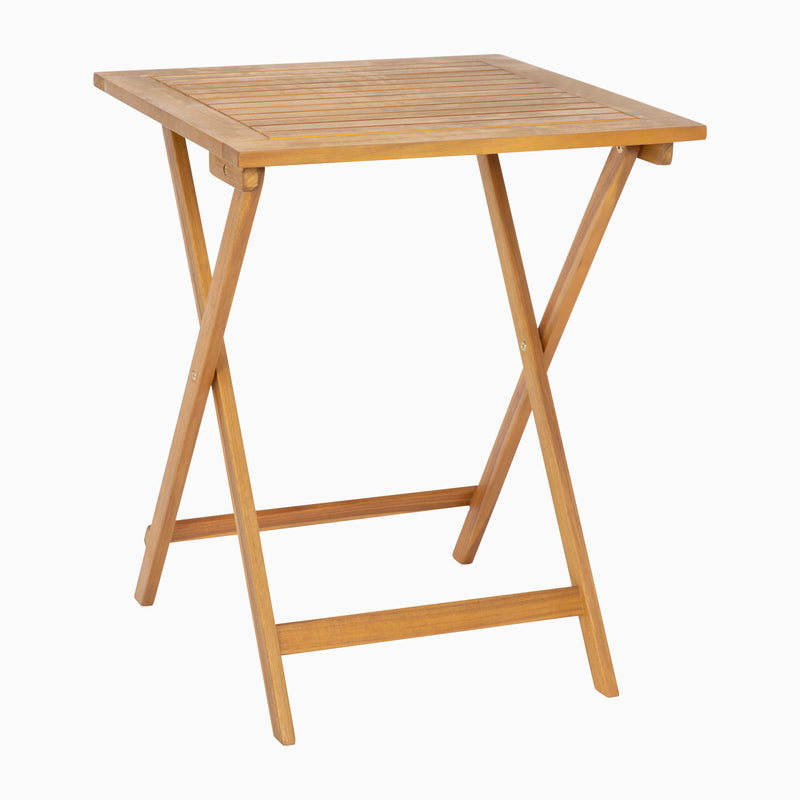 Stora 24 Inch Square Solid Acacia Wood Portable Folding Patio Bistro Table for Indoor/Outdoor Use in Natural Finish