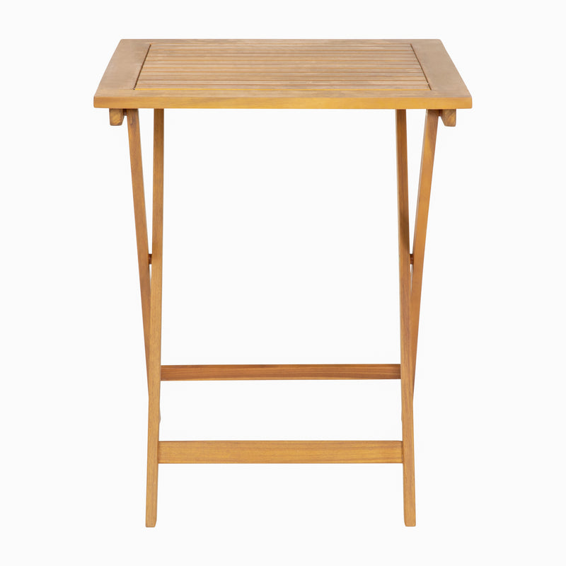 Stora 24 Inch Square Solid Acacia Wood Portable Folding Patio Bistro Table for Indoor/Outdoor Use in Natural Finish