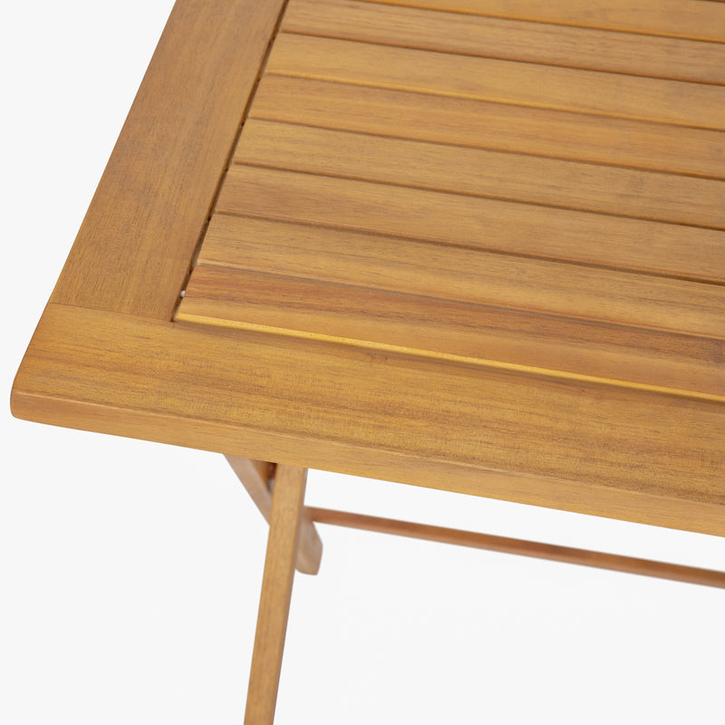 Stora 24 Inch Square Solid Acacia Wood Portable Folding Patio Bistro Table for Indoor/Outdoor Use in Natural Finish