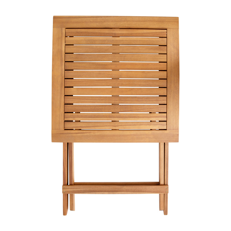 Stora 24 Inch Square Solid Acacia Wood Portable Folding Patio Bistro Table for Indoor/Outdoor Use in Natural Finish