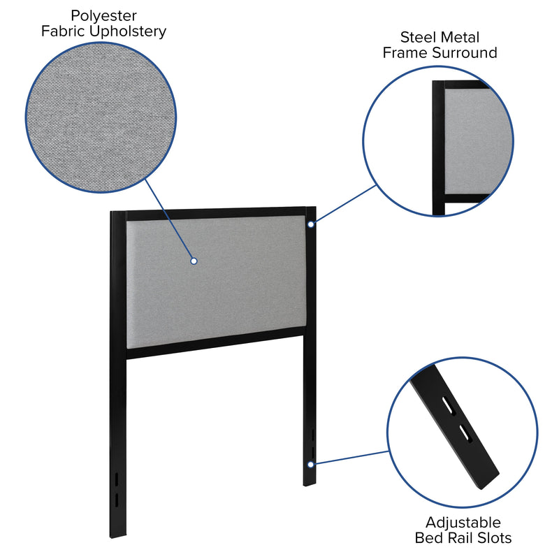 West Avenue Upholstered Headboard With Metal Frame and Adjustable Rail Slots