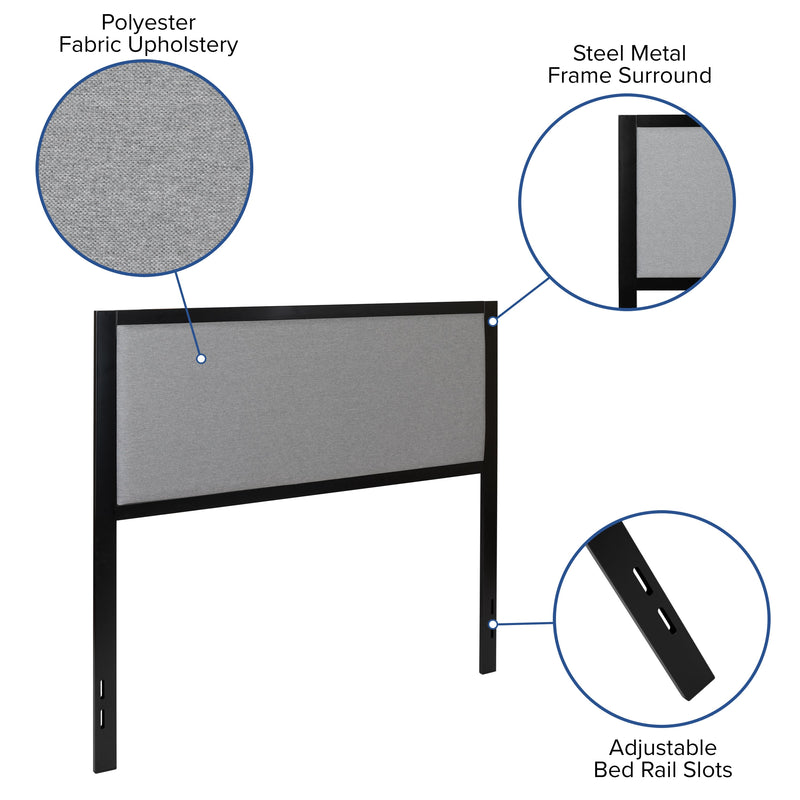 West Avenue Upholstered Headboard With Metal Frame and Adjustable Rail Slots