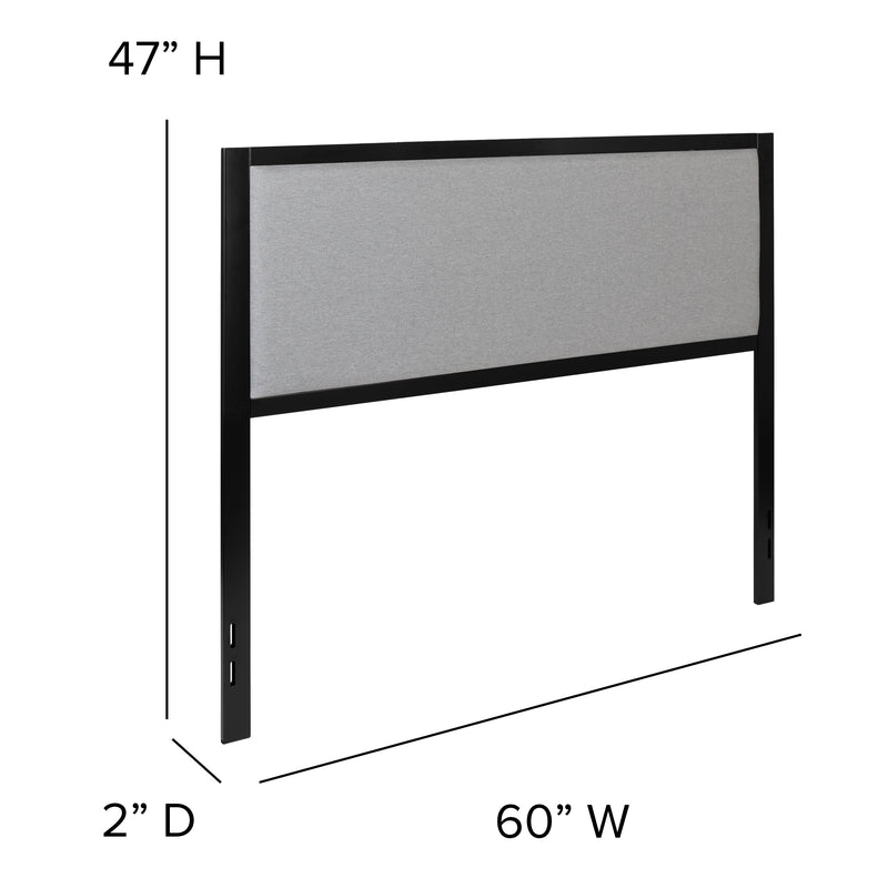 West Avenue Upholstered Headboard With Metal Frame and Adjustable Rail Slots