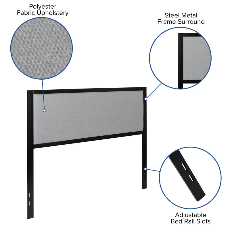 West Avenue Upholstered Headboard With Metal Frame and Adjustable Rail Slots