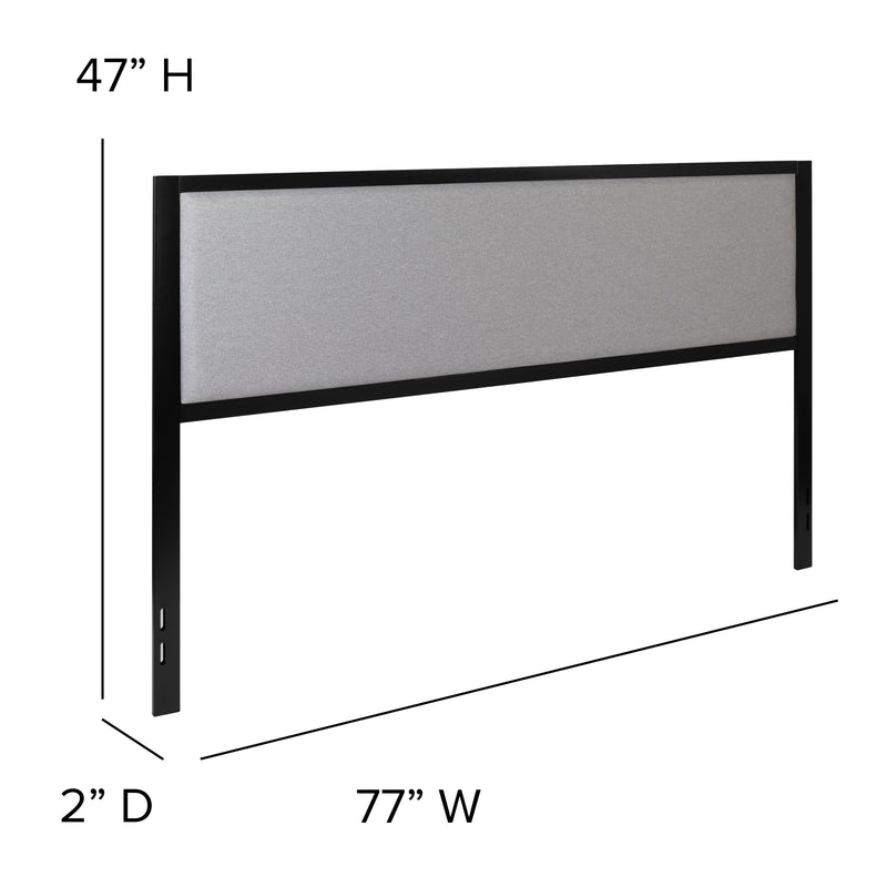 West Avenue Upholstered Headboard With Metal Frame and Adjustable Rail Slots