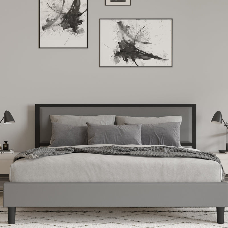 West Avenue Upholstered Headboard With Metal Frame and Adjustable Rail Slots