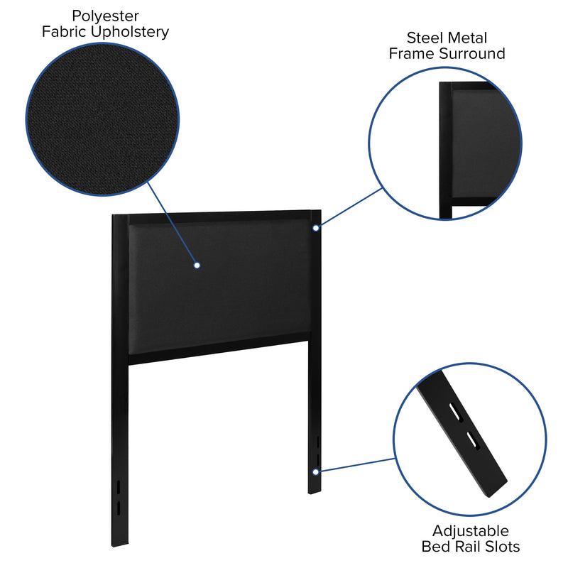 West Avenue Upholstered Headboard With Metal Frame and Adjustable Rail Slots