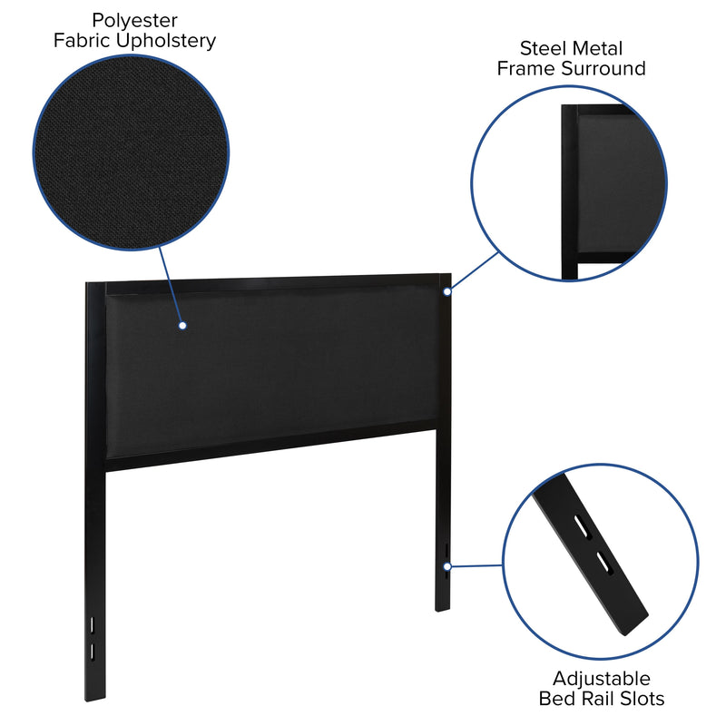 West Avenue Upholstered Headboard With Metal Frame and Adjustable Rail Slots