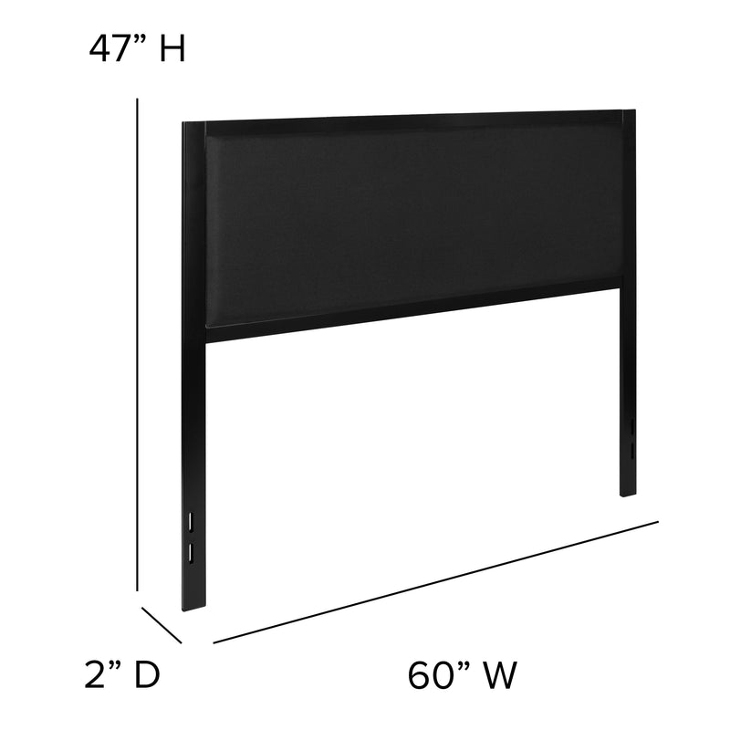 West Avenue Upholstered Headboard With Metal Frame and Adjustable Rail Slots