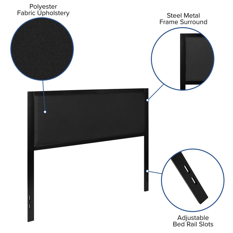 West Avenue Upholstered Headboard With Metal Frame and Adjustable Rail Slots