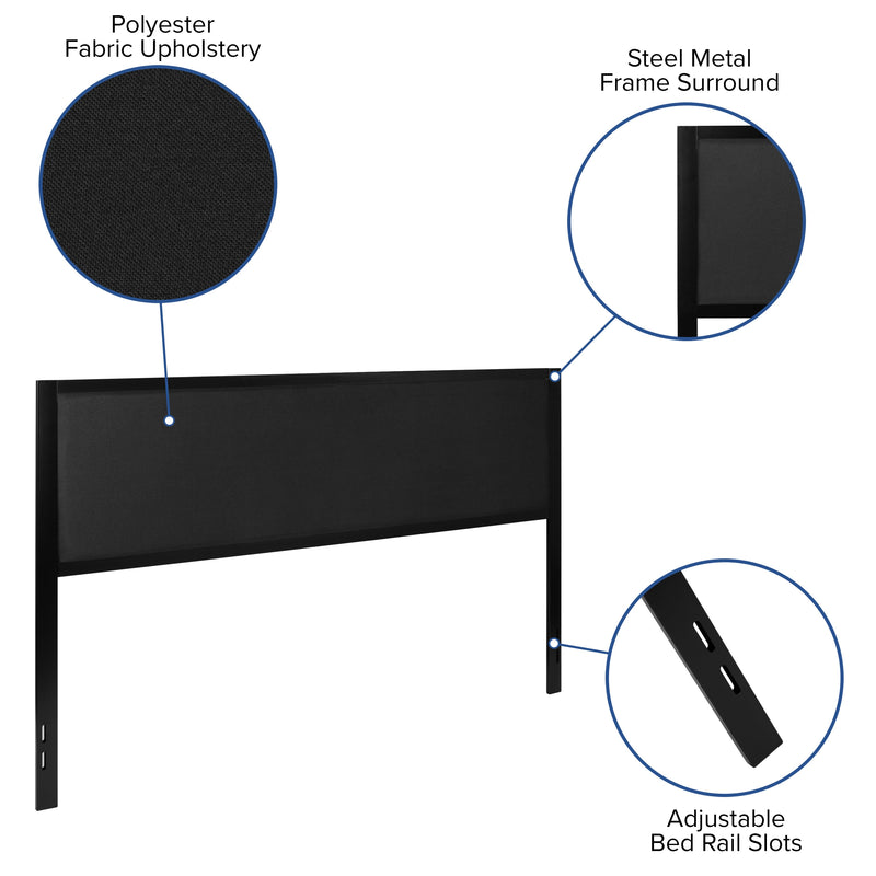 West Avenue Upholstered Headboard With Metal Frame and Adjustable Rail Slots