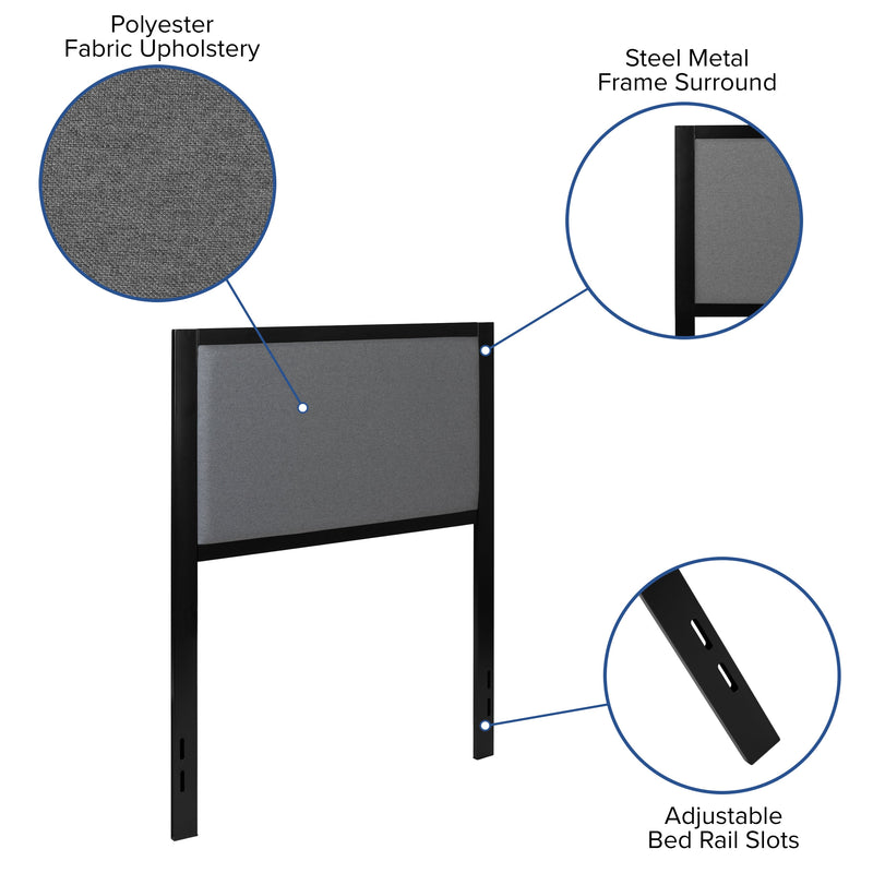 West Avenue Upholstered Headboard With Metal Frame and Adjustable Rail Slots