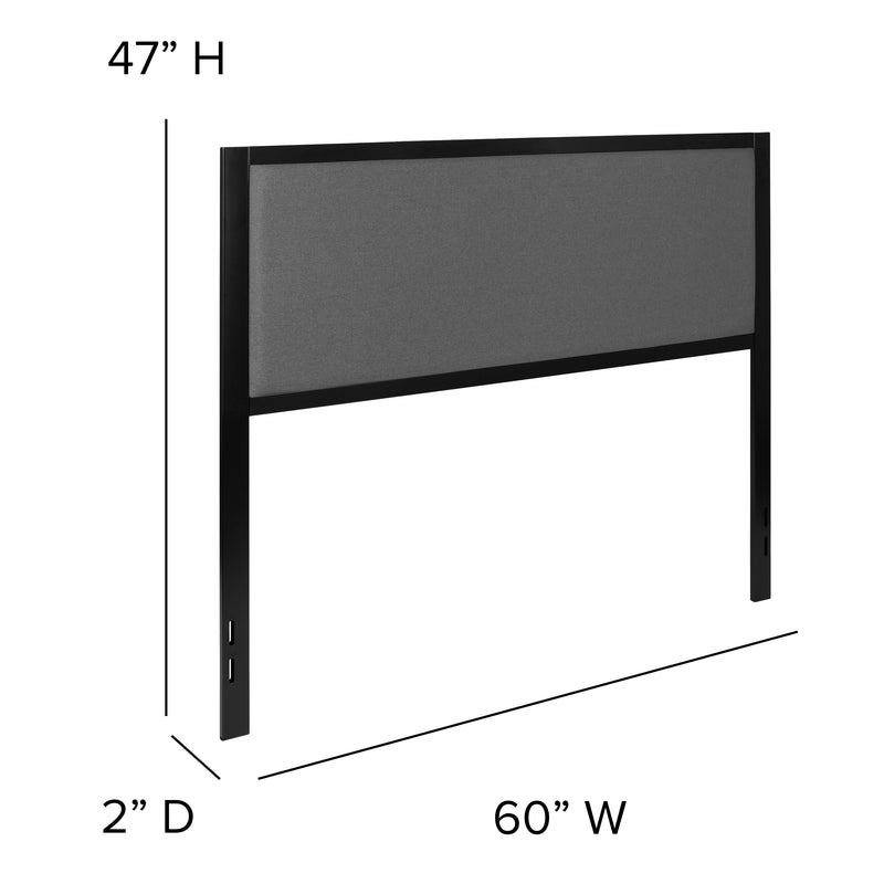 West Avenue Upholstered Headboard With Metal Frame and Adjustable Rail Slots