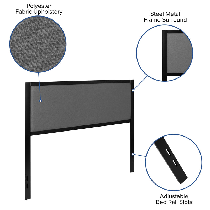 West Avenue Upholstered Headboard With Metal Frame and Adjustable Rail Slots