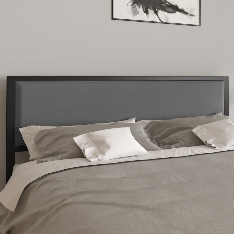 West Avenue Upholstered Headboard With Metal Frame and Adjustable Rail Slots