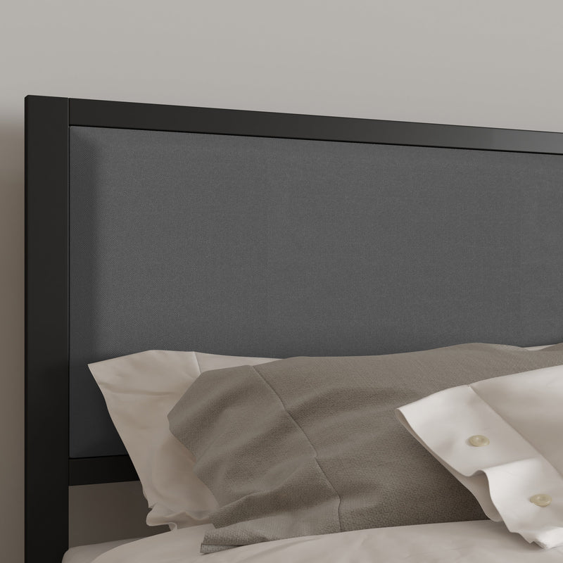 West Avenue Upholstered Headboard With Metal Frame and Adjustable Rail Slots