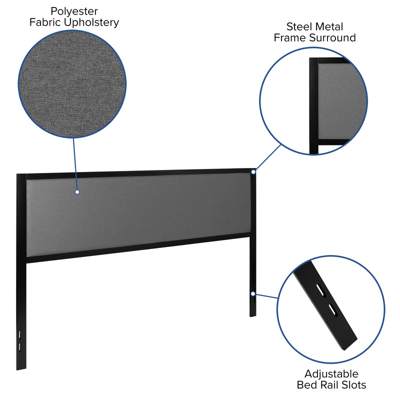 West Avenue Upholstered Headboard With Metal Frame and Adjustable Rail Slots