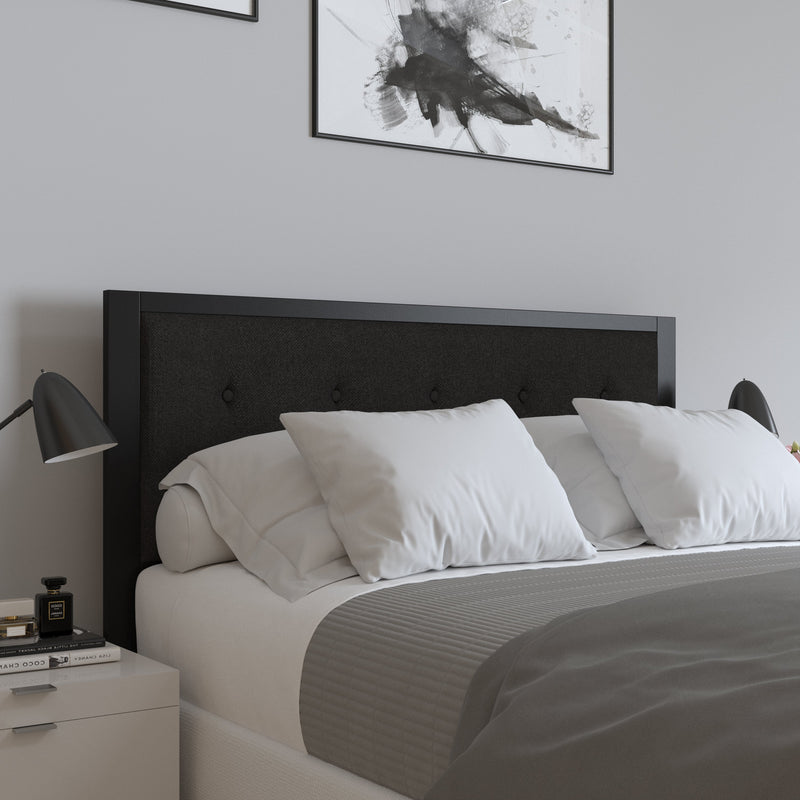 Camden Upholstered Button Tufted Headboard With Metal Frame and Adjustable Rail Slots