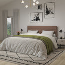 Coppola Headboard with Tufted Fabric Upholstery and Powder Coated Metal Frame