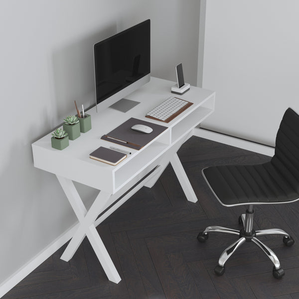 Davisburg 42" Home Office Writing Desk with Open Front Storage Compartments