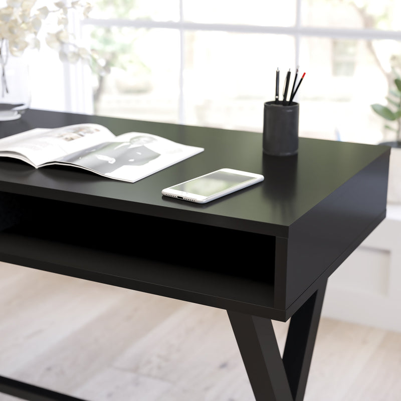Davisburg 42" Home Office Writing Desk with Open Front Storage Compartments