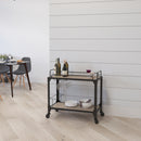 Aberdeen Bar Cart Contemporary Light Oak Laminate And Metal Small Rolling Bar Cart With Bottle Rack And Wine Glass Holders