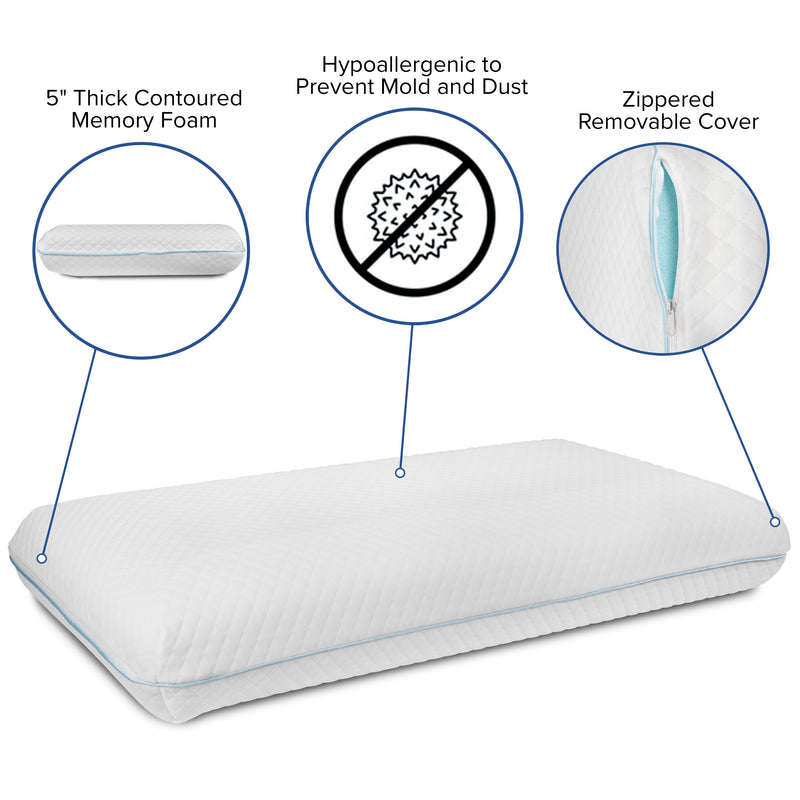 Queen Size Ventilated Memory Foam Bed Pillow - Cool Gel Infused Memory Foam Pillow for Sleeping