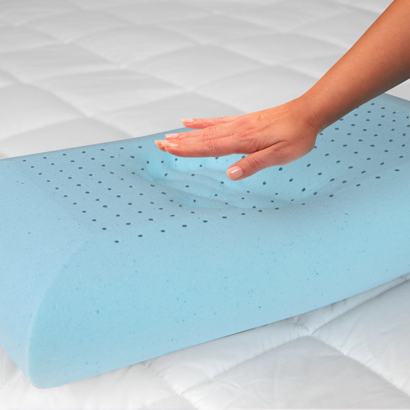 Queen Size Ventilated Memory Foam Bed Pillow - Cool Gel Infused Memory Foam Pillow for Sleeping