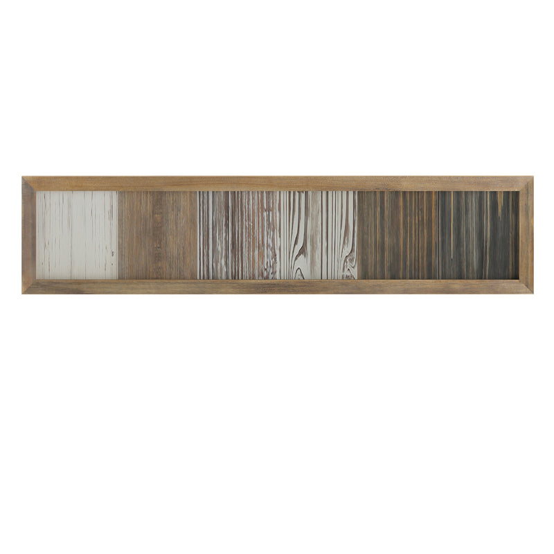 Pheltz Wooden Wall Mount 6 Cup Distressed Wood Grain Printed COFFEE Mug Organizer with Metal Hanging Hooks, No Assembly Required